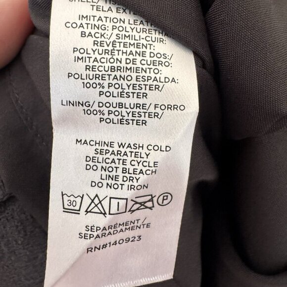 Loft Faux Leather Ruched Sleeve Shift Dress Size Medium Regular Black - Picture 4 of 5